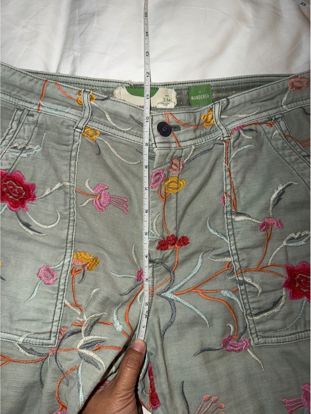 Anthropologie Pilcro The Wanderer Embroidered Floral Cargo Utility Pants 31P - Picture 7 of 9